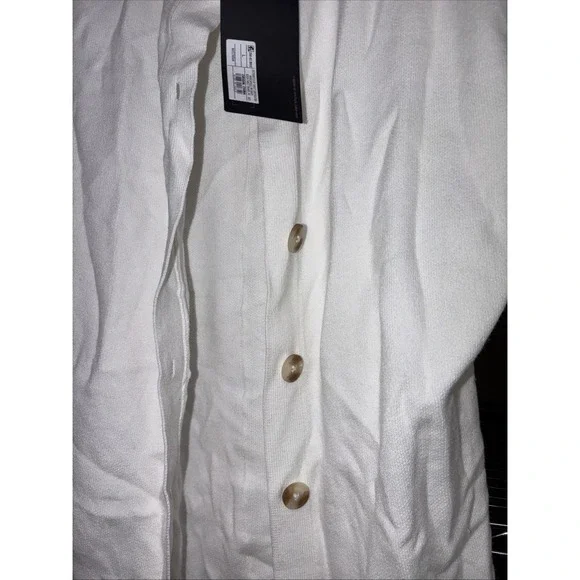 NWT Small Future Collective Women White Long Sleeve Nipped Waist Cardigan- NWT - Picture 4 of 6